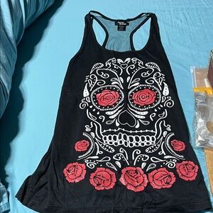 Edgy Black and Red Skull Tank Top